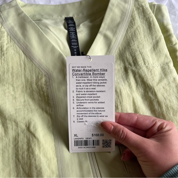 NWT Mens Lululemon Water Repellent Hike Convertible Bomber XL Dewy LM3DNFS - Picture 5 of 6